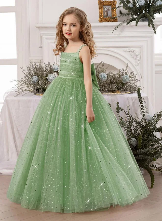 تايك تو فستان طويل بناتي مزين وتفاصيل فيونكة